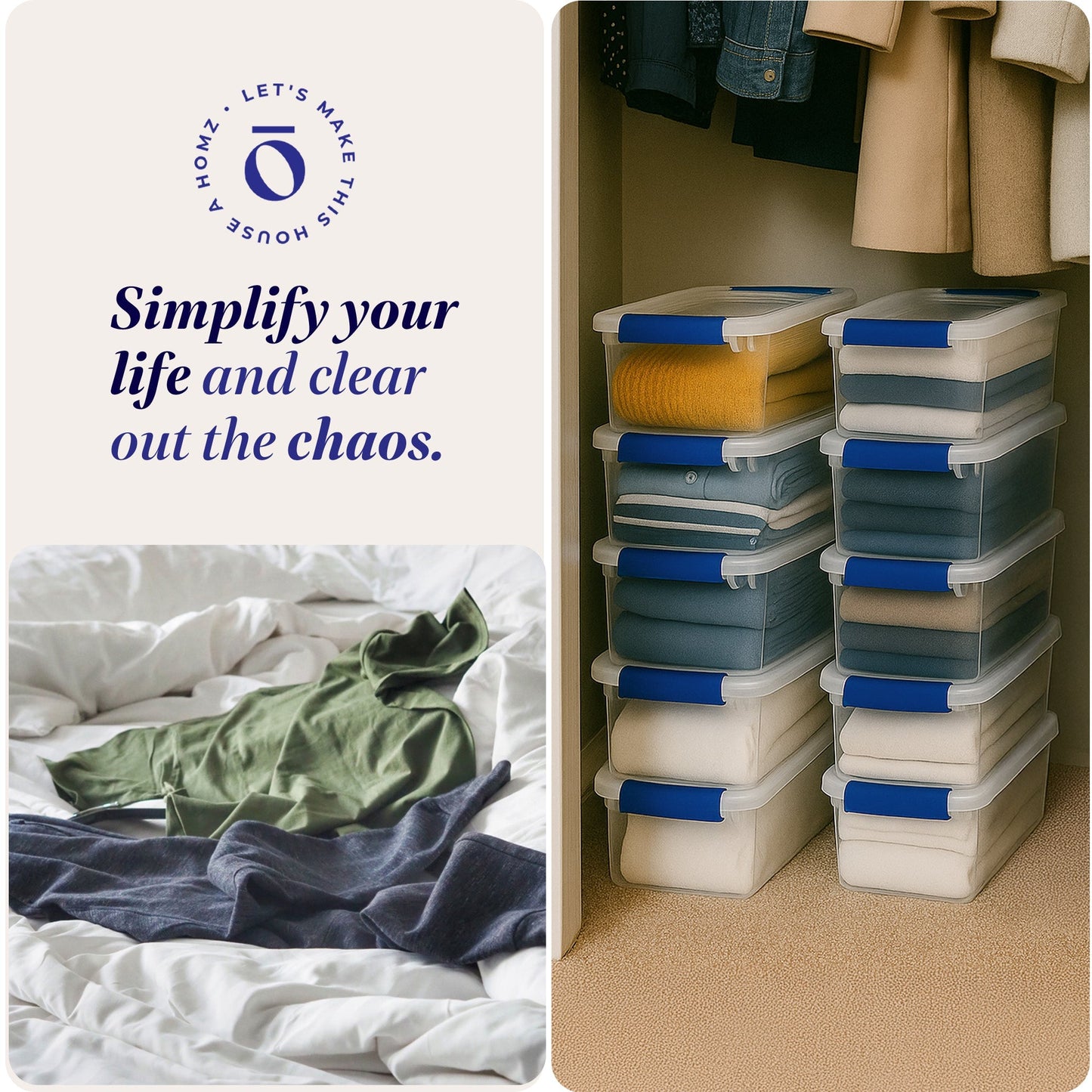 Homz 7.5 Quart Secure Latching Clear Plastic Stackable Storage Container,10 Pack