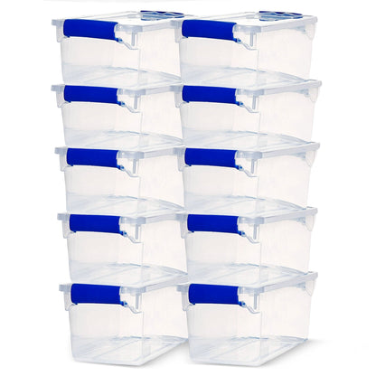 Homz 7.5 Quart Secure Latching Clear Plastic Stackable Storage Container,10 Pack