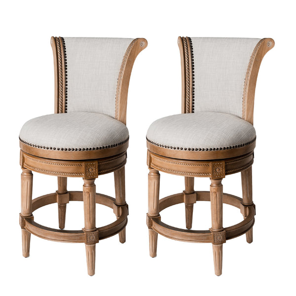 Maven Lane Pullman Counter Stool, Weathered Oak Finish & Sand Color, Set of 2