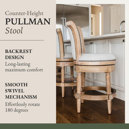 Maven Lane Pullman Counter Stool, Weathered Oak Finish & Sand Color, Set of 2