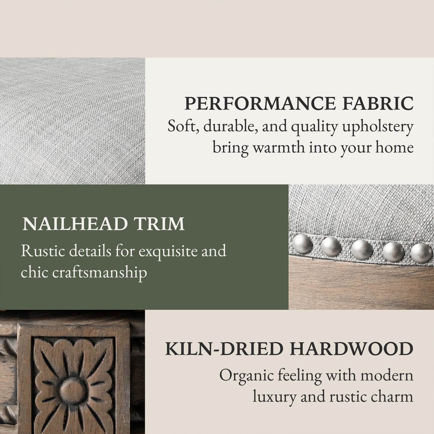 Maven Lane Pullman Bar Stool, Reclaimed Oak Finish w/ Ash Grey Fabric Upholstery, Set of 4