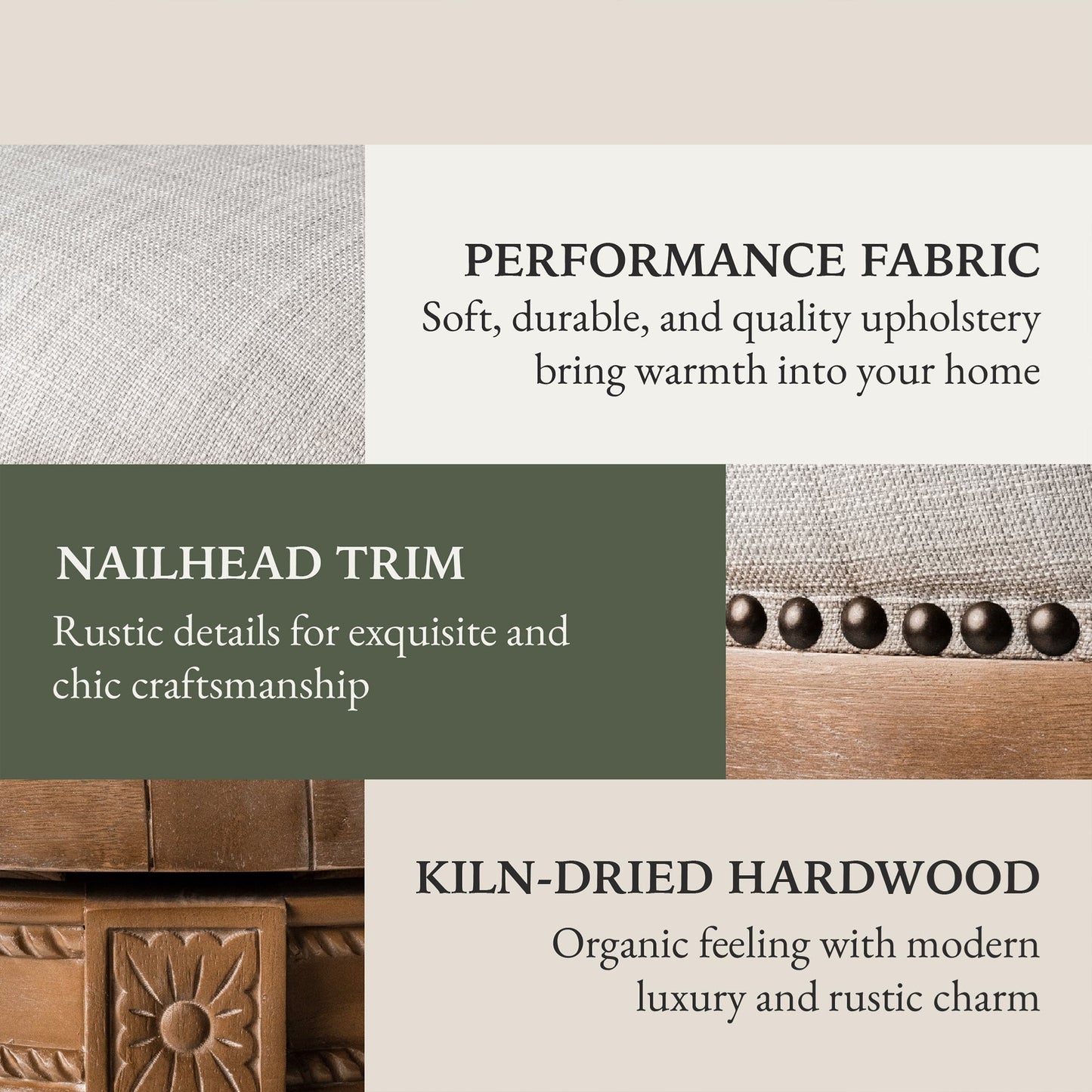 Maven Lane Pullman Bar Stool, Weathered Oak Finish w/ Sand Color Fabric Upholstery, Set of 2