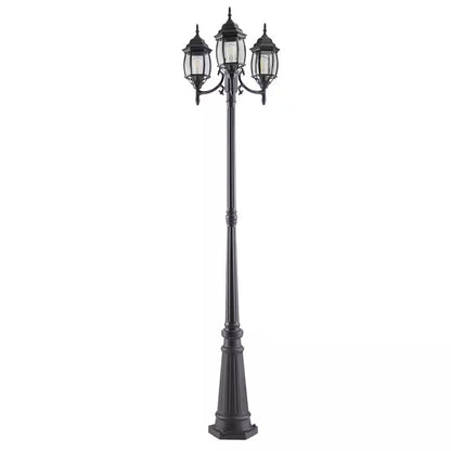 NOMA 7' Outdoor Lamp Post Triple Head All Weather Classic Decor Light, Black