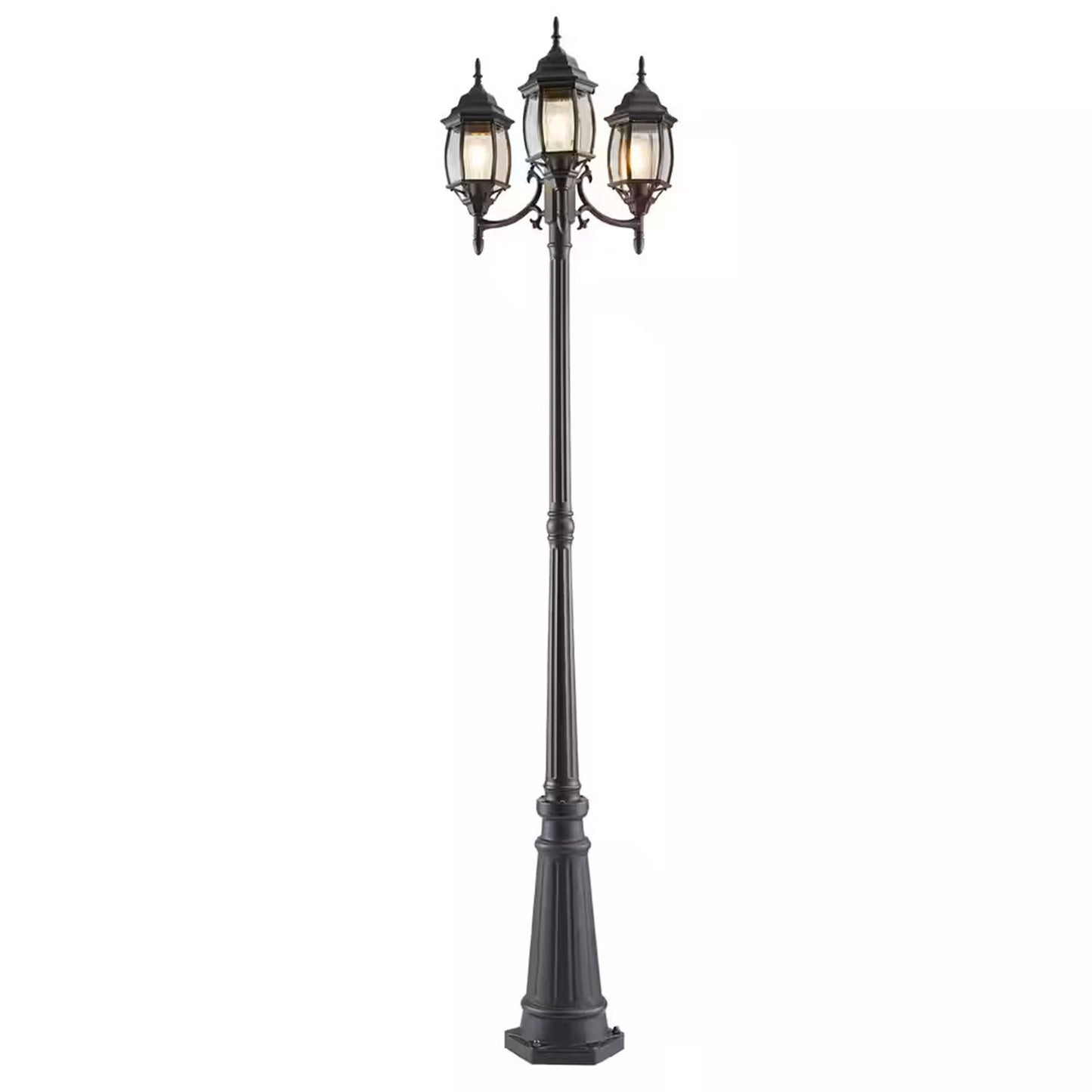 NOMA 7' Outdoor Lamp Post Triple Head All Weather Classic Decor Light, Black