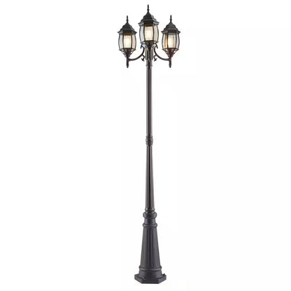 NOMA 7' Outdoor Lamp Post Triple Head All Weather Classic Decor Light, Black