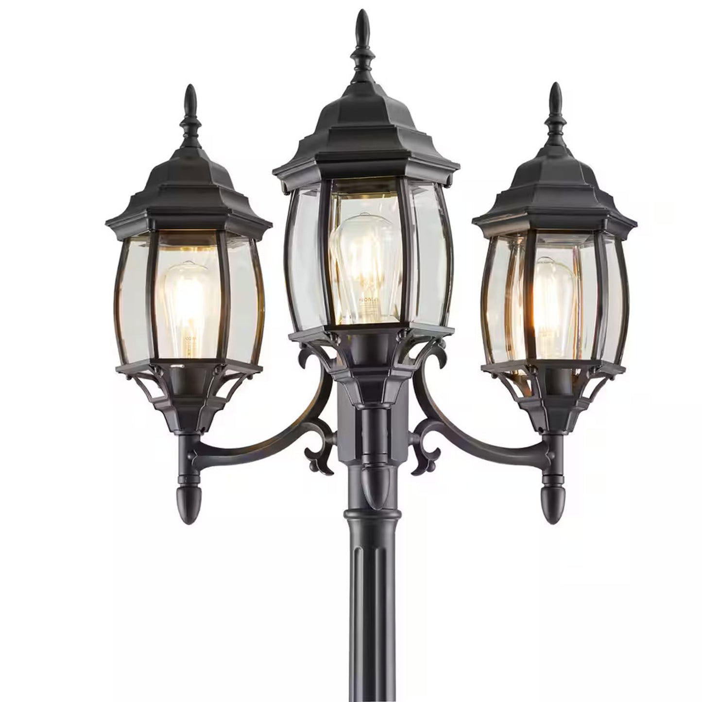 NOMA 7' Outdoor Lamp Post Triple Head All Weather Classic Decor Light, Black