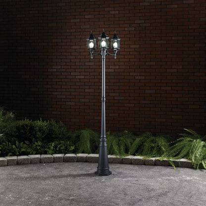 NOMA 7' Outdoor Lamp Post Triple Head All Weather Classic Decor Light, Black