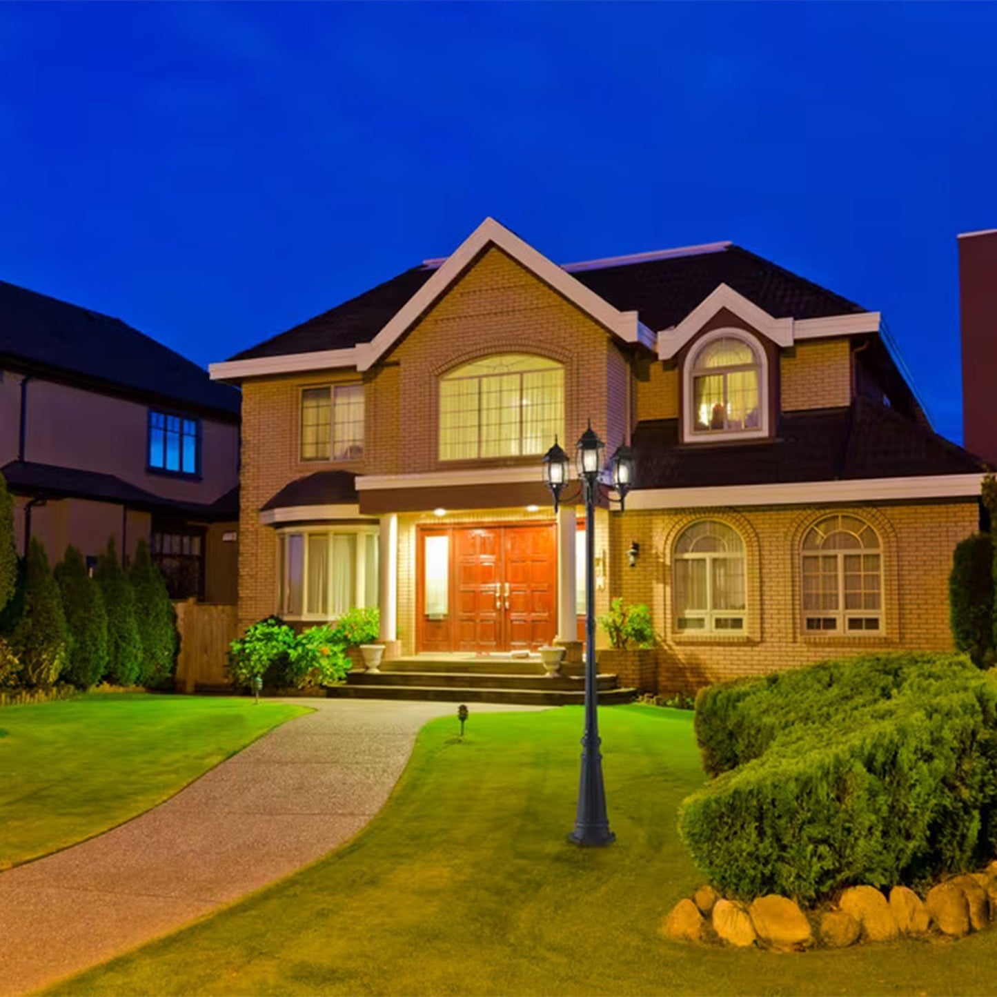 NOMA 7' Outdoor Lamp Post Triple Head All Weather Classic Decor Light, Black