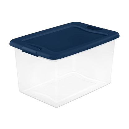 Sterilite 64 Quart Latching Plastic Storage Container Tote, Marine Blue (6 Pack)