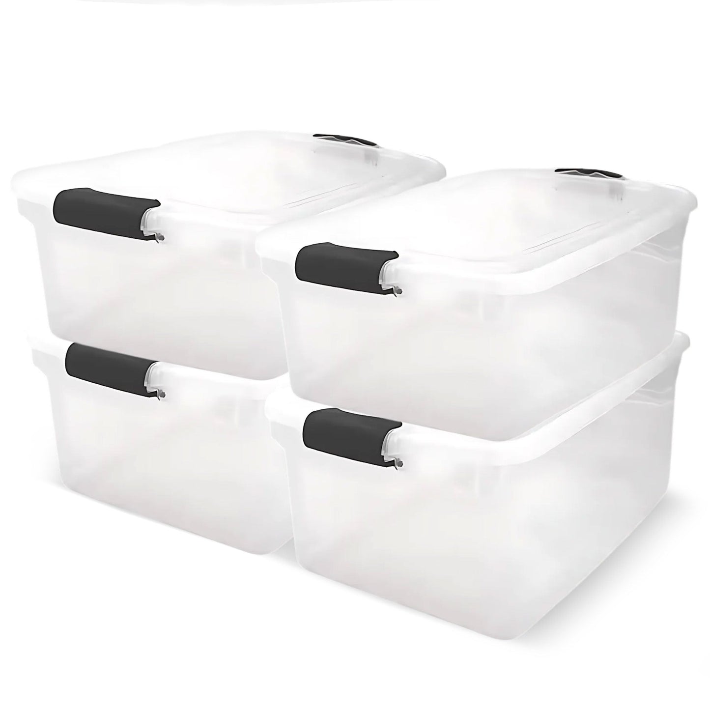 Homz 64 Qt Clear Storage Organizing Container Bin with Latching Lids (4 Pack)