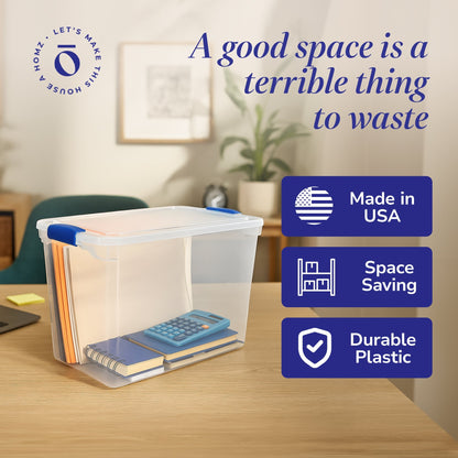 Homz 112 Quart Heavy Duty Clear Plastic Stackable Storage Containers, 8 Pack