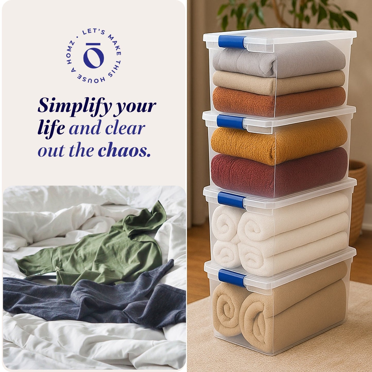 Homz 112 Quart Heavy Duty Clear Plastic Stackable Storage Containers, 8 Pack