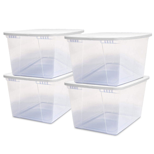 Homz 56qt Snaplock Clear Plastic Storage Container Bin with Secure Lid (4 Pack)