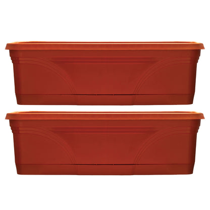 Southern Patio 36 Inch Medallion Hanging Garden Box Planter, Terracotta (2 Pack)