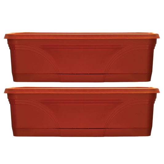 Southern Patio 36 Inch Medallion Hanging Garden Box Planter, Terracotta (2 Pack)