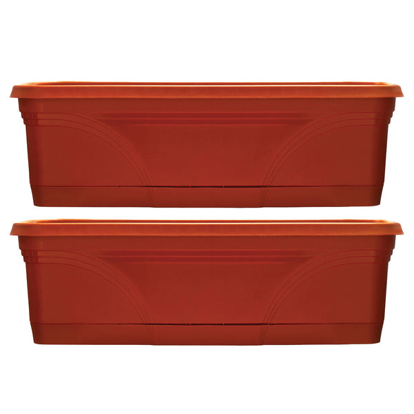 Southern Patio 36 Inch Medallion Hanging Garden Box Planter, Terracotta (2 Pack)