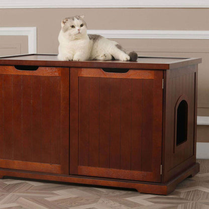 Merry Products Cat Washroom Storage Bench Boxes with Removable Partition Wall