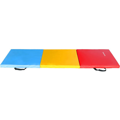 BalanceFrom Fitness GoGym 6x2ft Folding 3 Panel Exercise Mat w/Handles, Multi