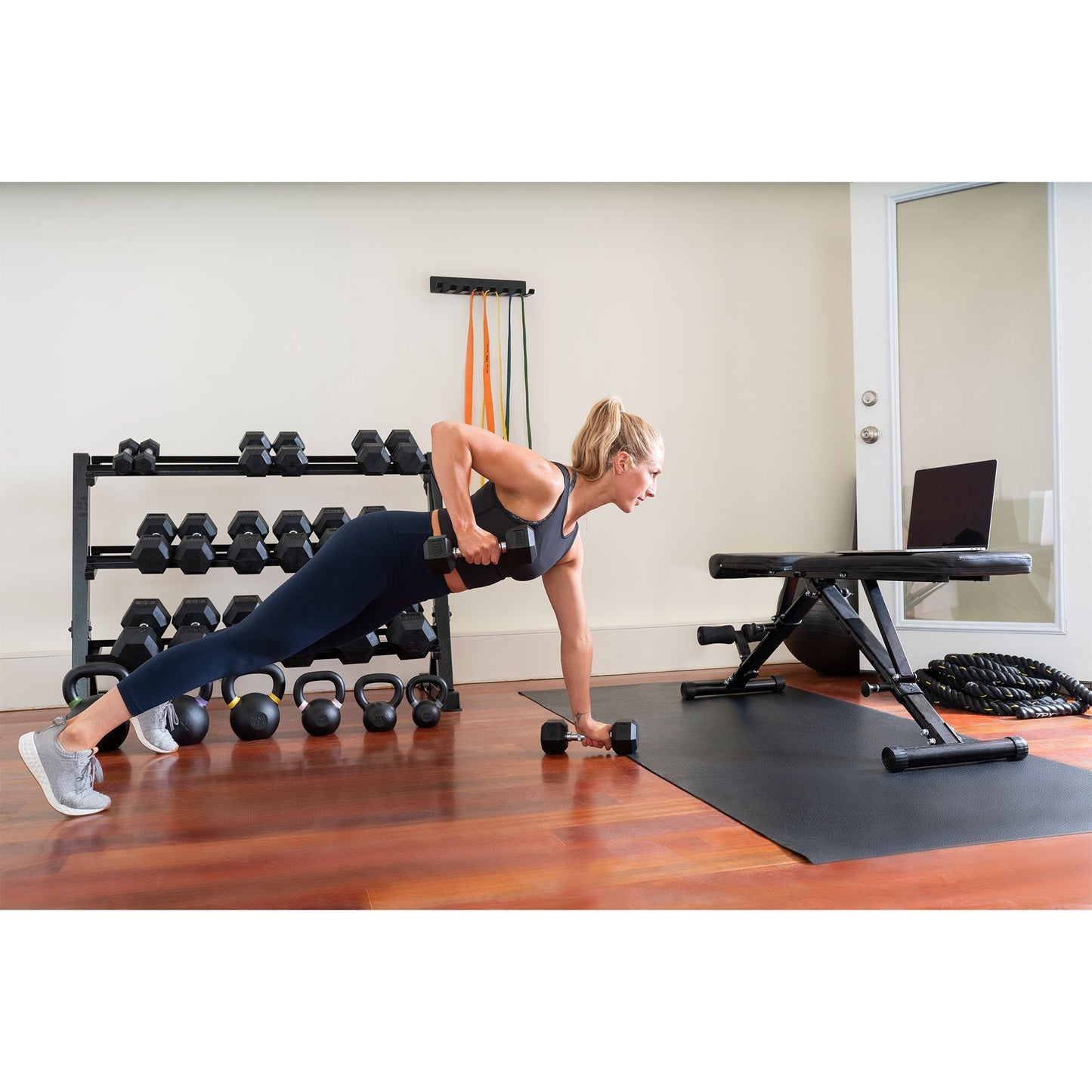 TRX Hex Rubber 20 Pound Dumbbell Weight Strength Training Workout Equipment