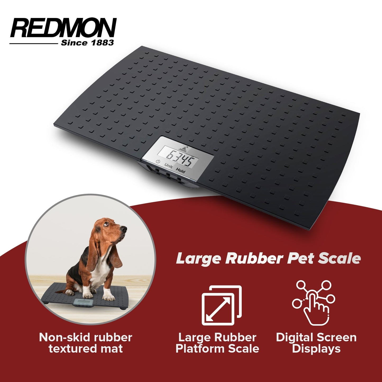 Redmon Pet Partners Large Non-Skid Rubber Precision Digital Pet Weight Scale