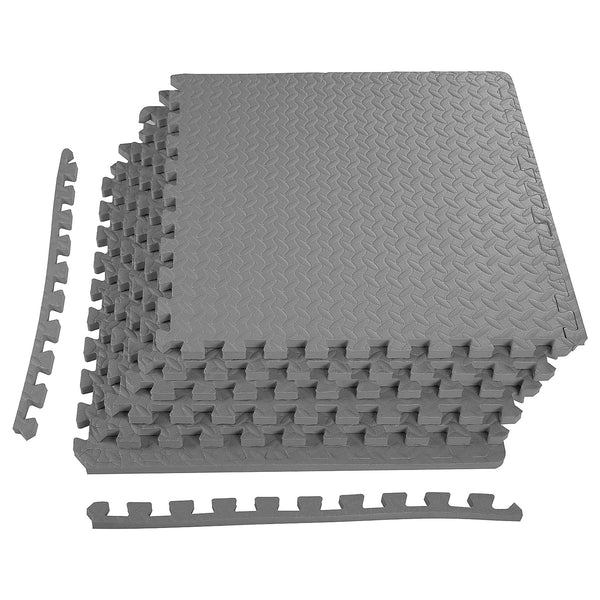 BalanceFrom Fitness 24 Sq Ft Interlocking EVA Foam Exercise Mat Tiles, Gray