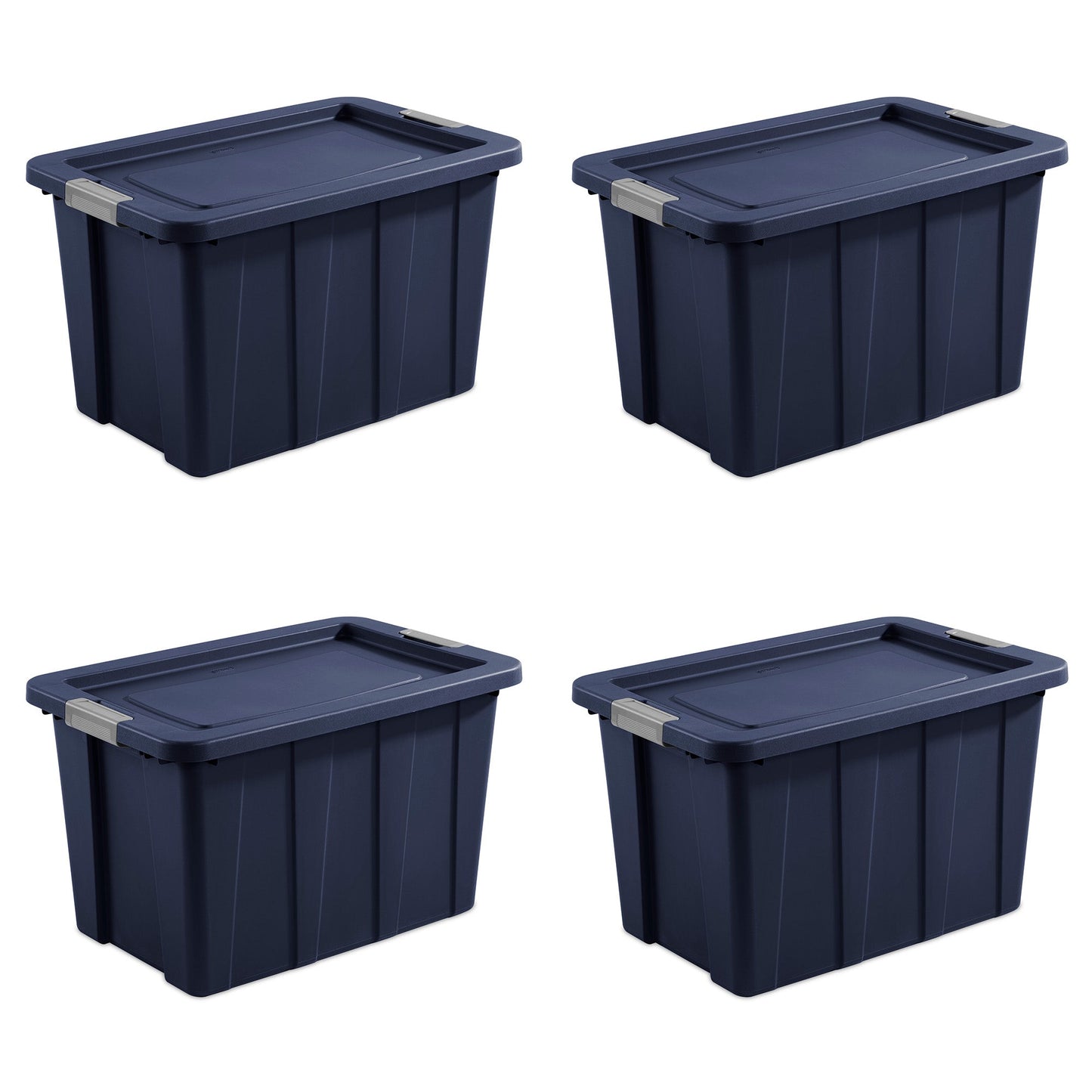 Sterilite Tuff1 30 Gallon Plastic Storage Tote Bin w/Latching Lid, Blue (4 Pack)