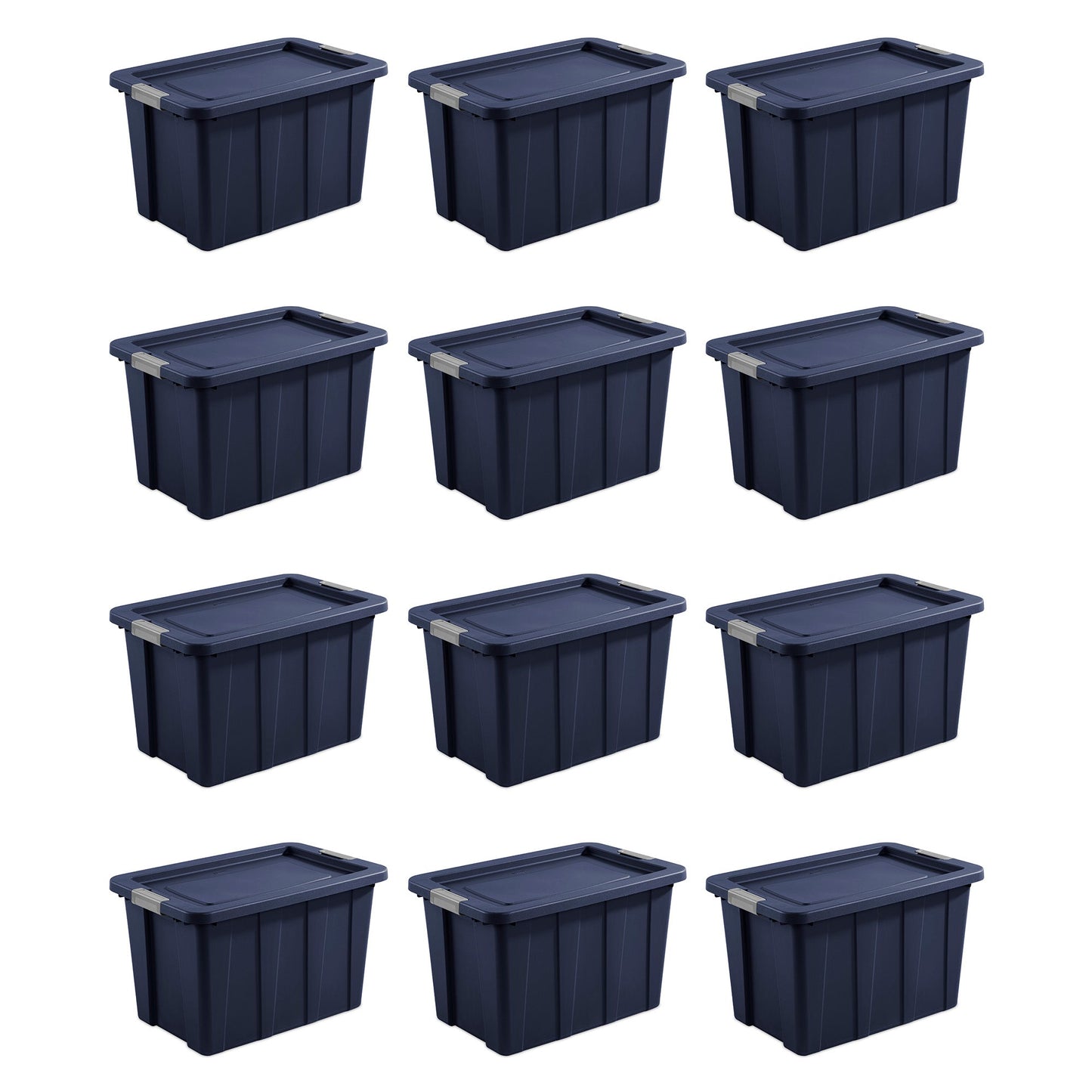 Sterilite Tuff1 30 Gal Plastic Storage Tote Bin w/ Latching Lid, Blue (12 Pack)