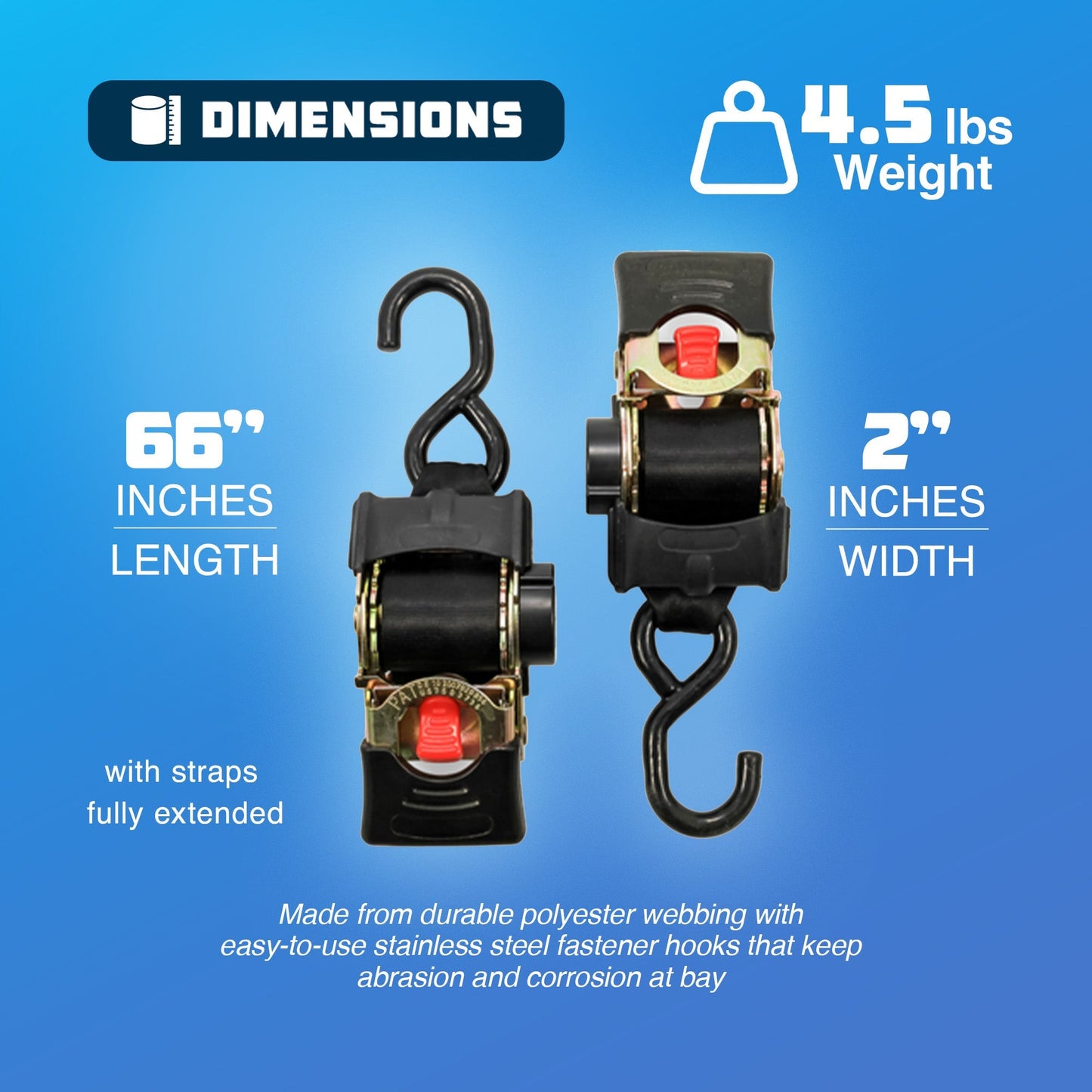 Camco 50030 Retractable Transom Tie Down Bolt On Straps, 2" x 5.5' (2 Straps) - Find Fresh Goods