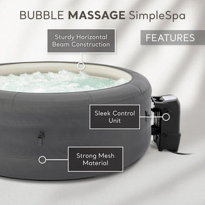 Intex SimpleSpa Bubble Massage 4 Person Inflatable Hot Tub with Insulated Cover