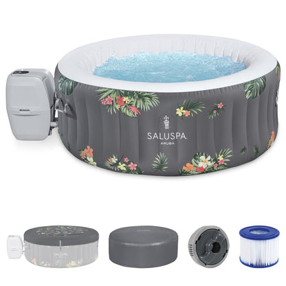 Bestway SaluSpa Aruba AirJet Inflatable Hot Tub with EnergySense Cover, Grey