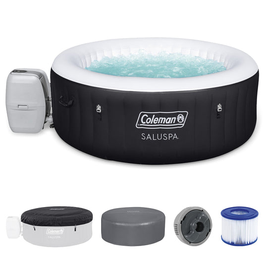 Coleman Miami AirJet Round Inflatable Hot Tub with EnergySense Cover, Black