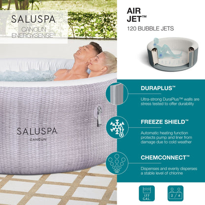 Bestway SaluSpa Cancun 2 to 4 Person Inflatable Hot Tub, Energy-Efficient Spa