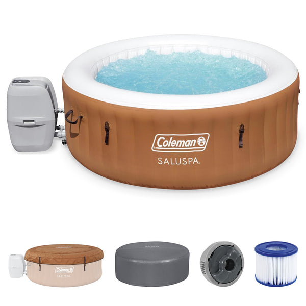 Coleman Ponderosa AirJet Round Inflatable Hot Tub w/ EnergySense Cover, Orange