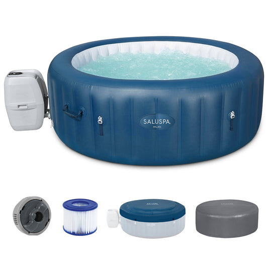 Bestway SaluSpa Milan AirJet Inflatable Hot Tub with EnergySense Cover, Blue