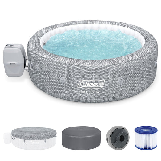 Coleman Sicily AirJet Round Inflatable Hot Tub with EnergySense Cover, Grey