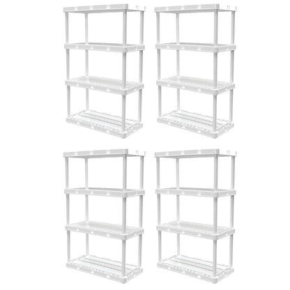 Gracious Living 4 Shelf Knect-A-Shelf Ventilated Storage Unit, White (4 Pack)