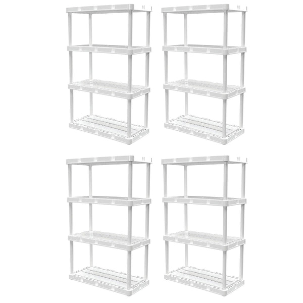 Gracious Living 4 Shelf Knect-A-Shelf Ventilated Storage Unit, White (4 Pack)
