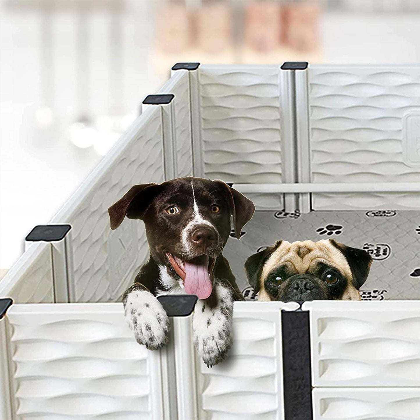 EZwhelp EZclassic 28" x 28" Puppy Dog Whelping Box Playpen w/Rails & Liner, Gray