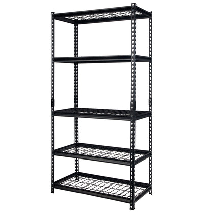 Pachira 36"W x 72"H 5 Shelf Steel Shelving for Home and Office Organizing, Black