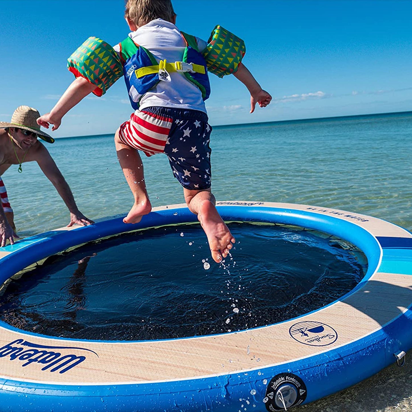WateRaft Floating Inflatable Dock with Mesh Net Center