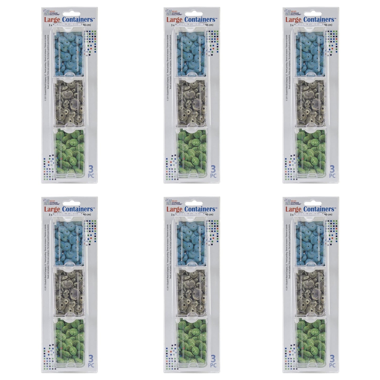 Elizabeth Ward Bead Storage Solutions 3 Piece Craft Storage Containers (6 Pack)