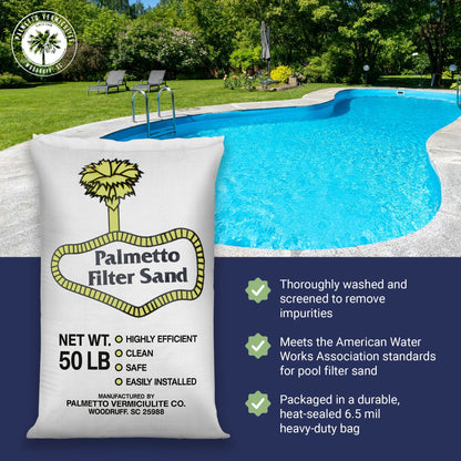 Palmetto Filter Sand for Residential Commercial Pool Filters, 50 lb (2 Pack)