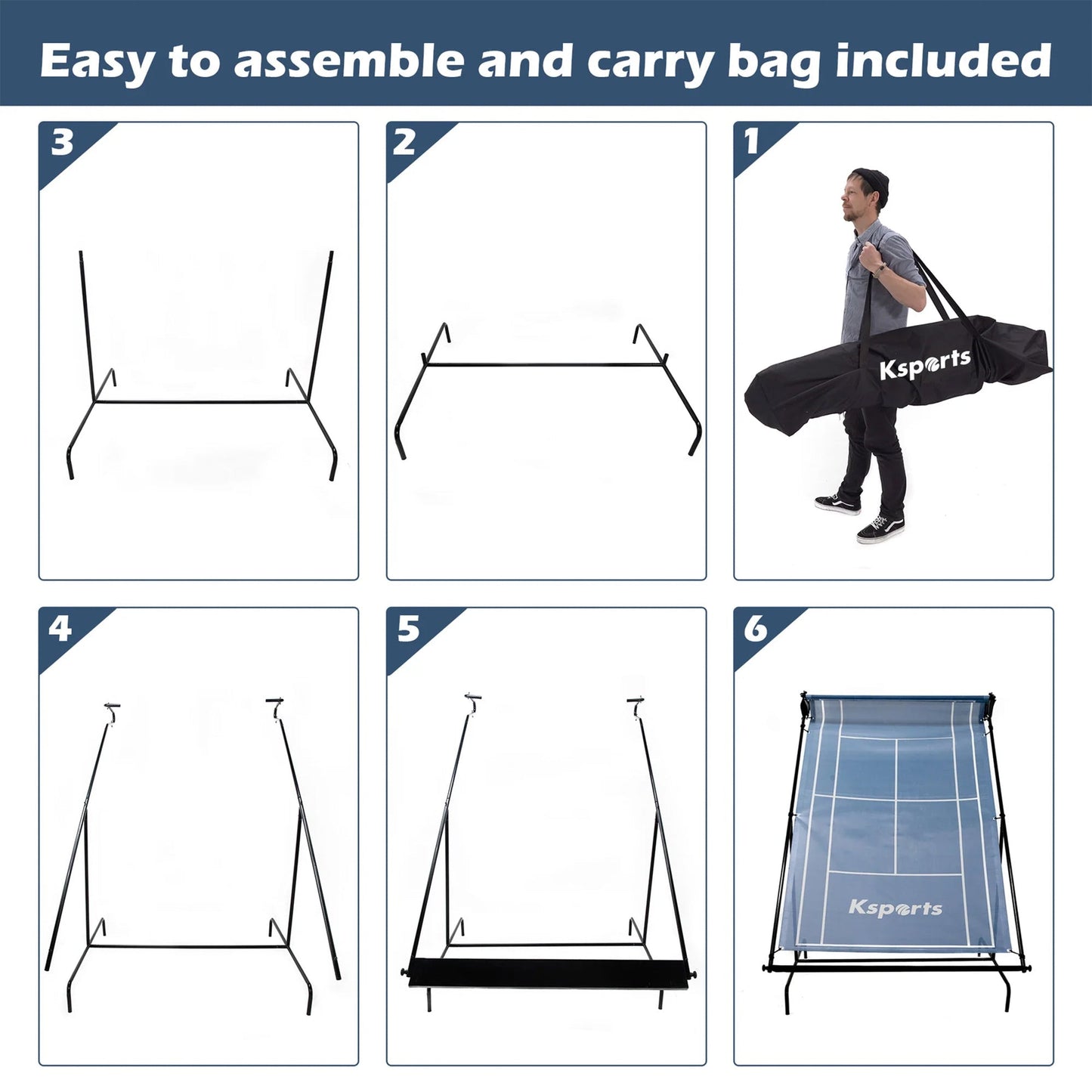 Ksports Portable Indoor Outdoor Weatherproof Tennis Rebounder Net with Carry Bag