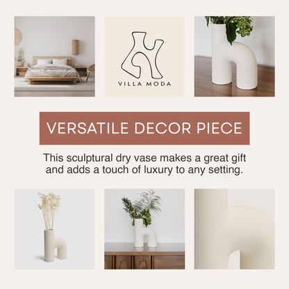 Villa Moda Lila Abstract Sculptural Decorative Modern Vase, White