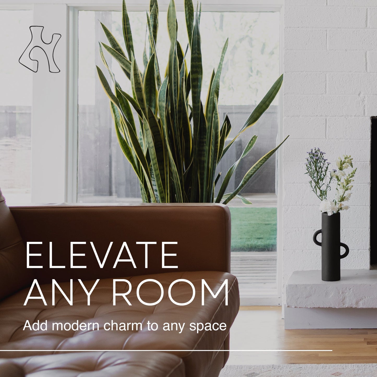 Villa Moda Ari Tube-Shaped Abstract Decorative Modern Vase, Black