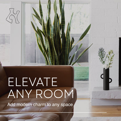 Villa Moda Ari Tube-Shaped Abstract Decorative Modern Vase, Black