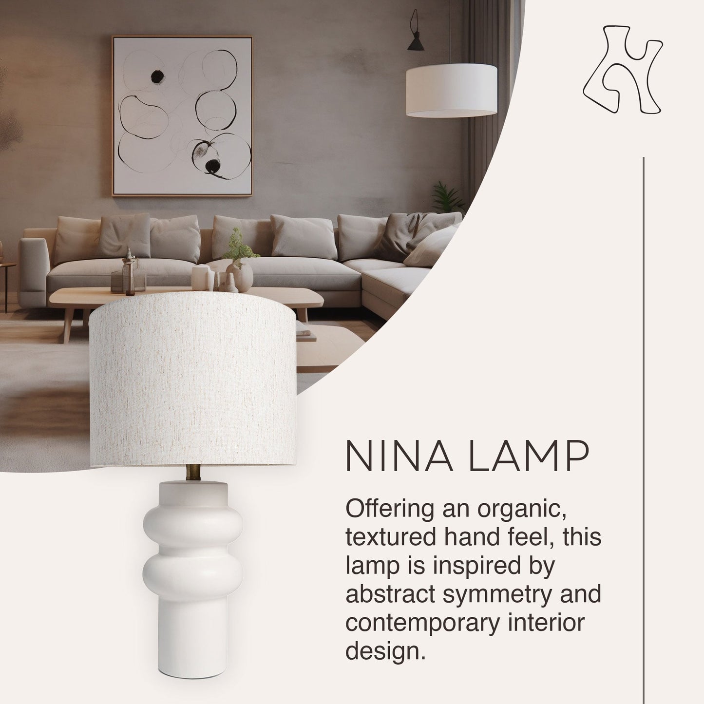 Villa Moda Nina-Hxy-1659 Table Lamp, White