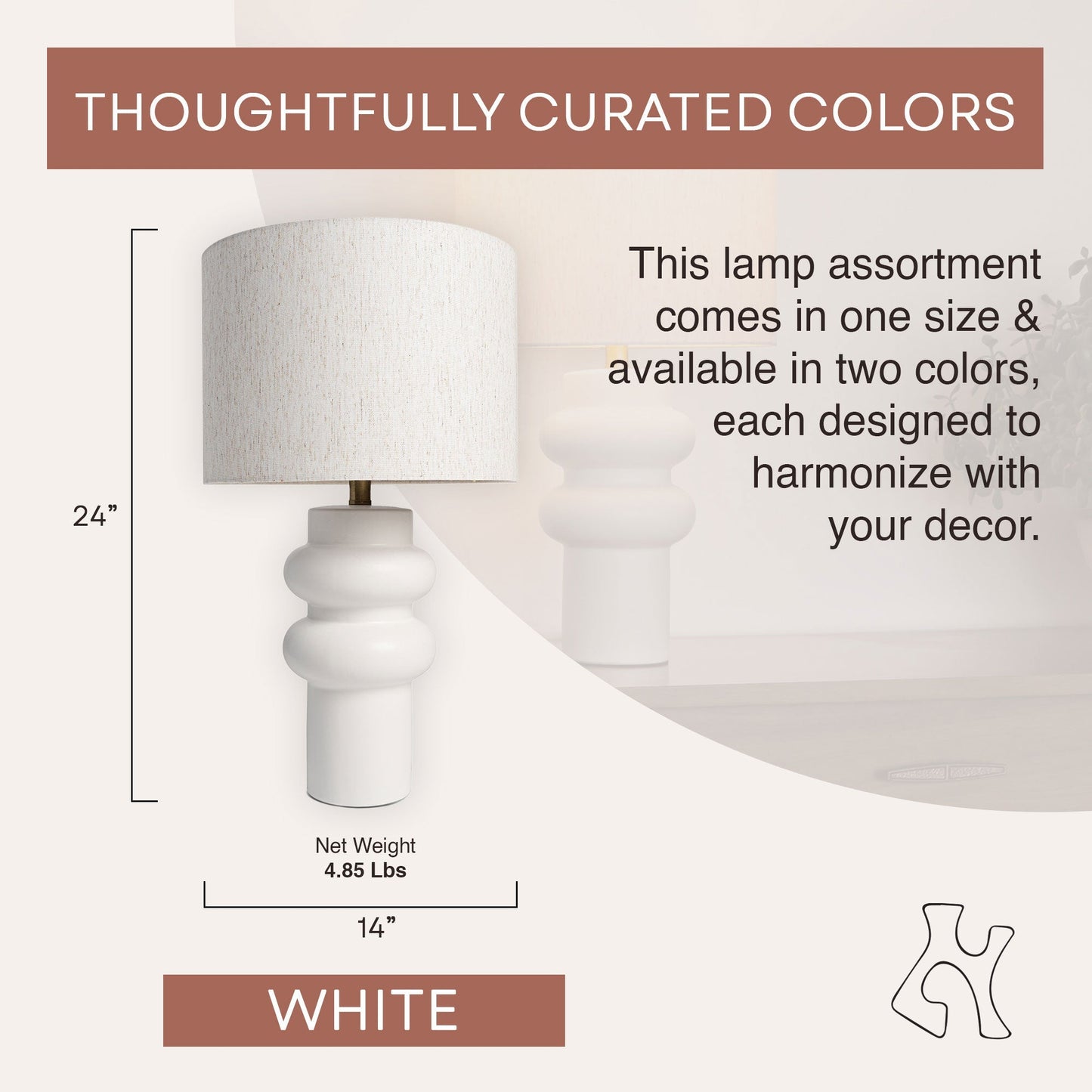 Villa Moda Nina-Hxy-1659 Table Lamp, White