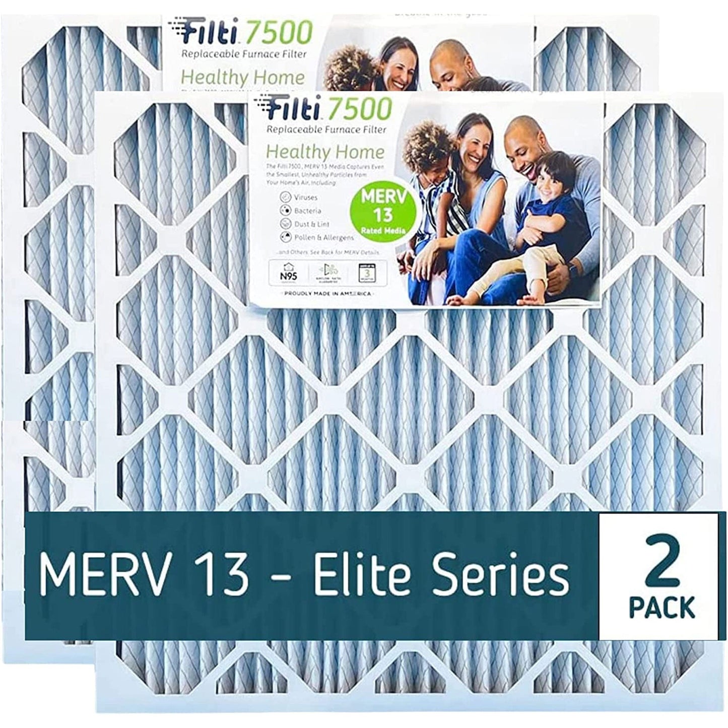 Filti 7500 20x5x25 Inch Pleated Home HVAC Furnace MERV 13 Air Filter (4 Pack)