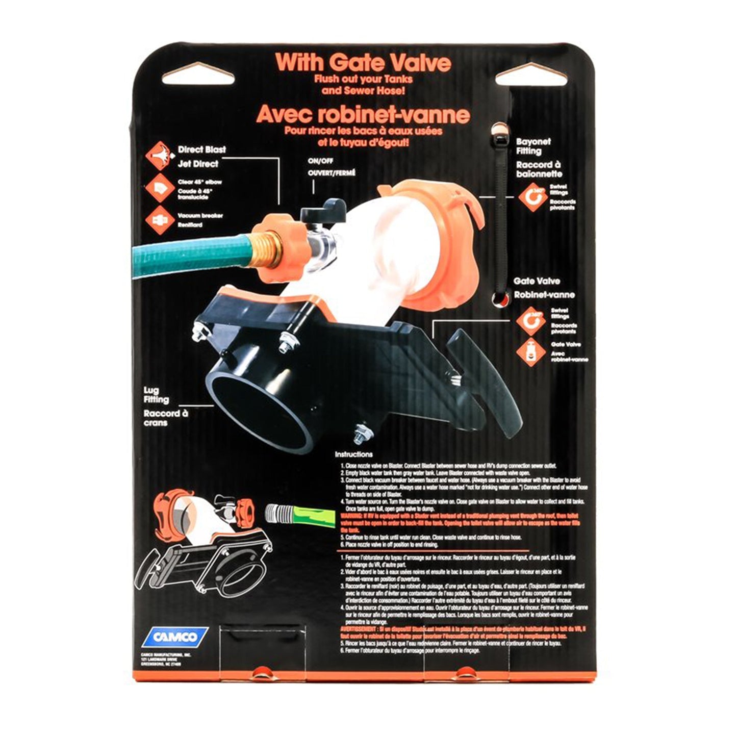 Camco Rhino Blaster Pro Clear Elbow RV Trailer Holding Tank Rinser w/Gate Valve - Find Fresh Goods